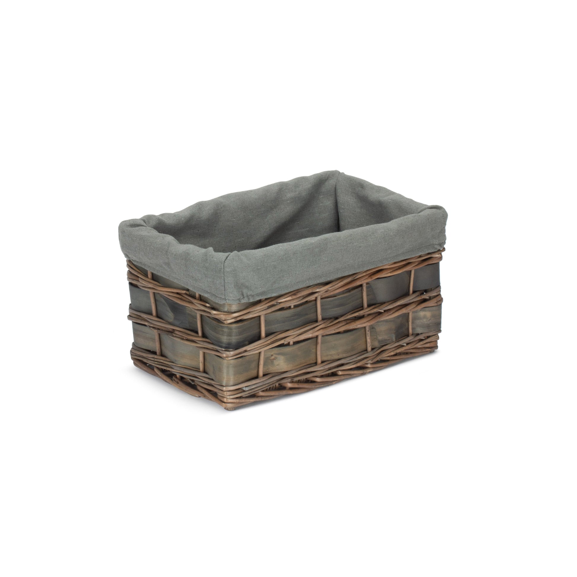 Small Grey Scandi Storage Basket with Grey Sage Lining