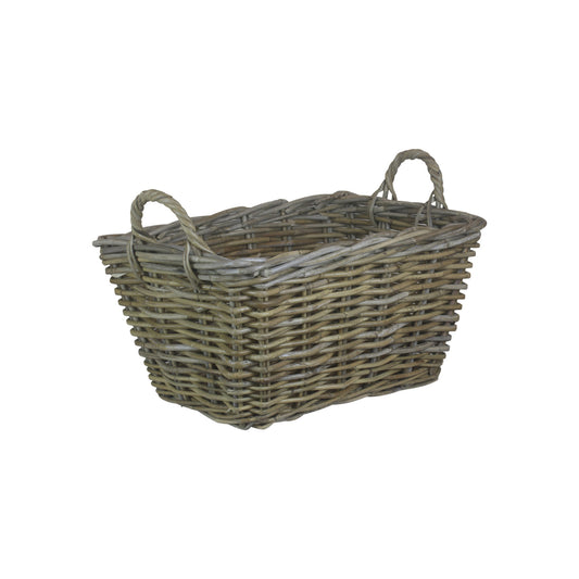 Small Rectangular Grey Rattan Floor Storage
