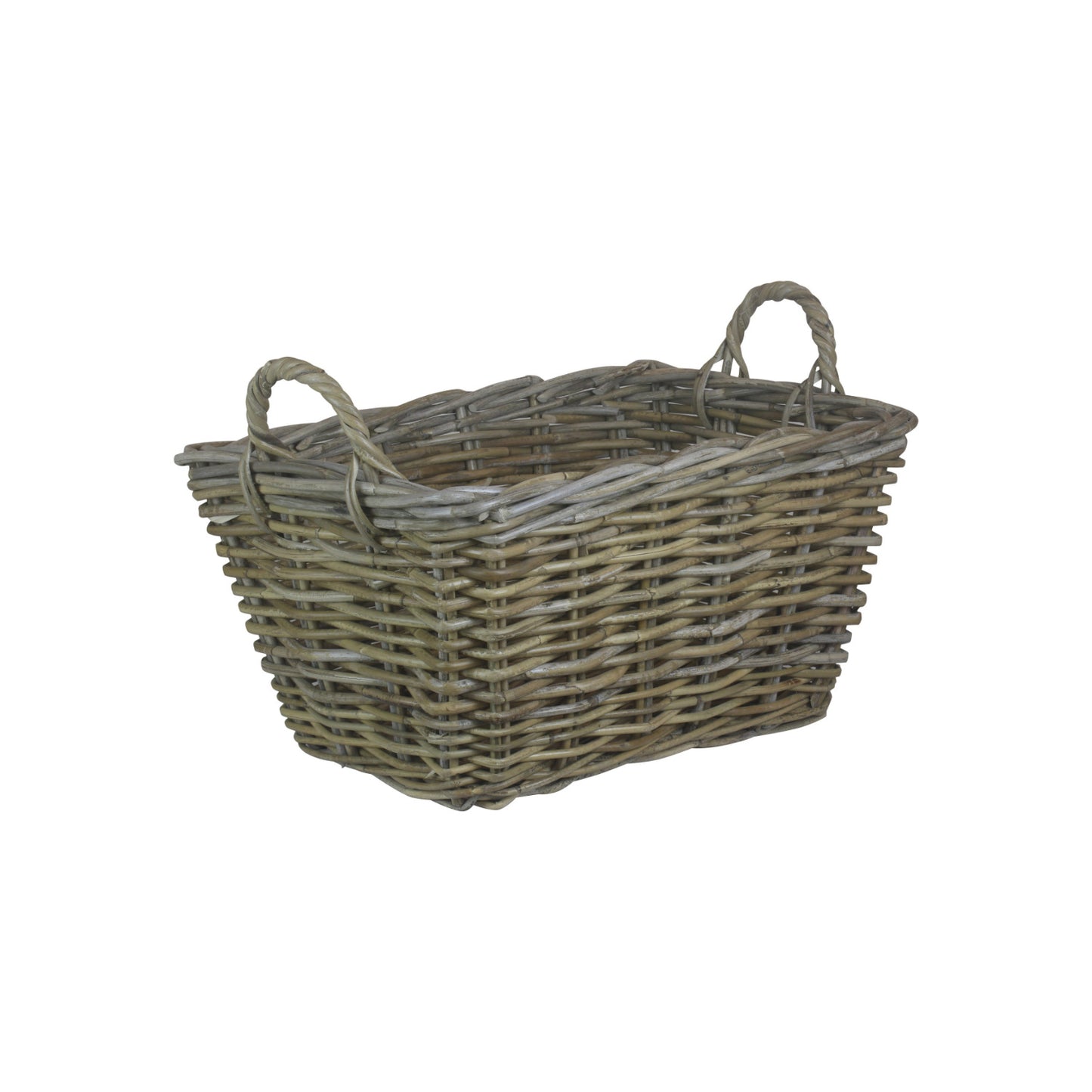 Small Rectangular Grey Rattan Floor Storage