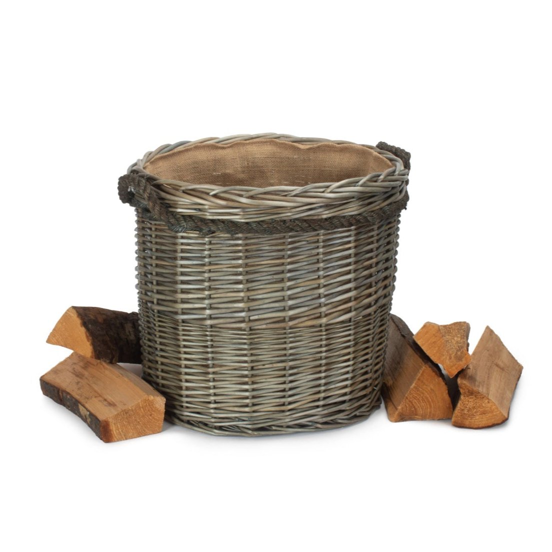 Antique Wash Willow Round Storage Basket Size 1 - Small