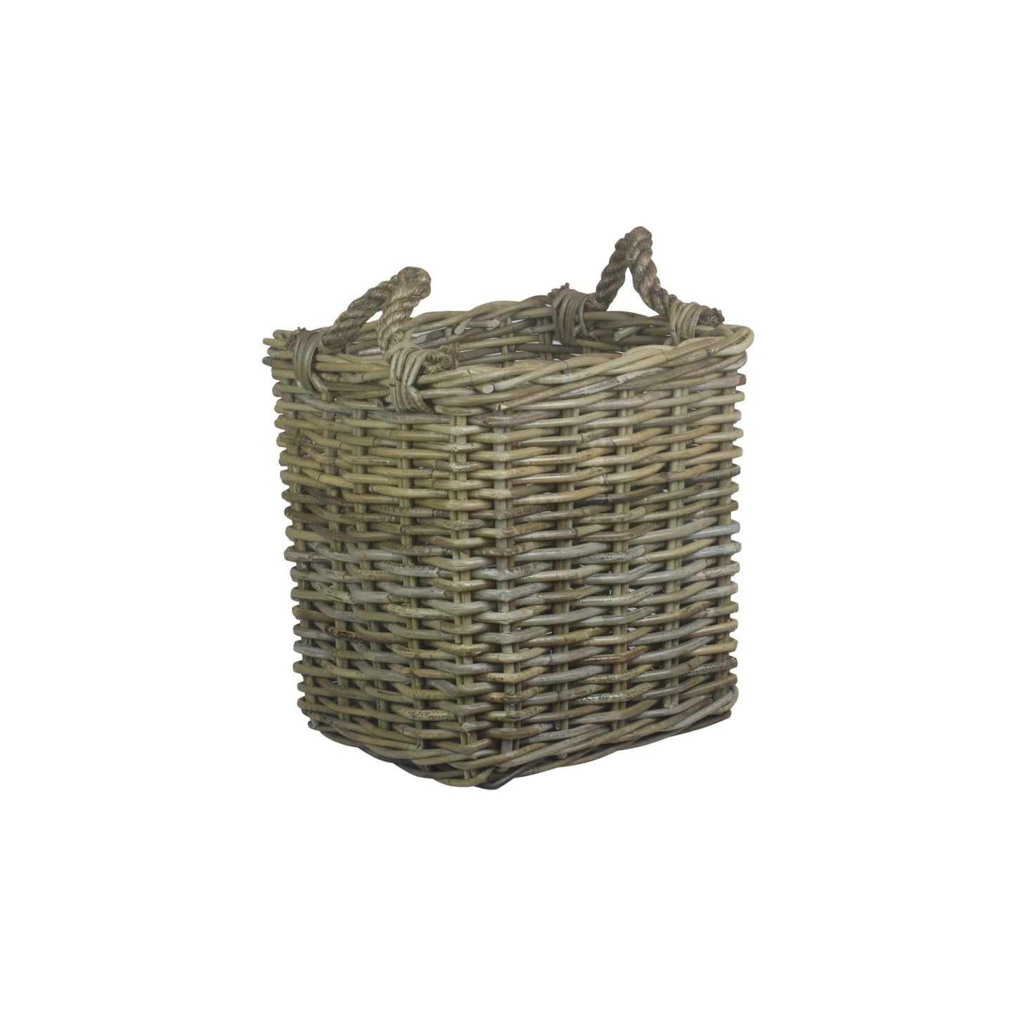 Small Square Grey Rattan Log Basket