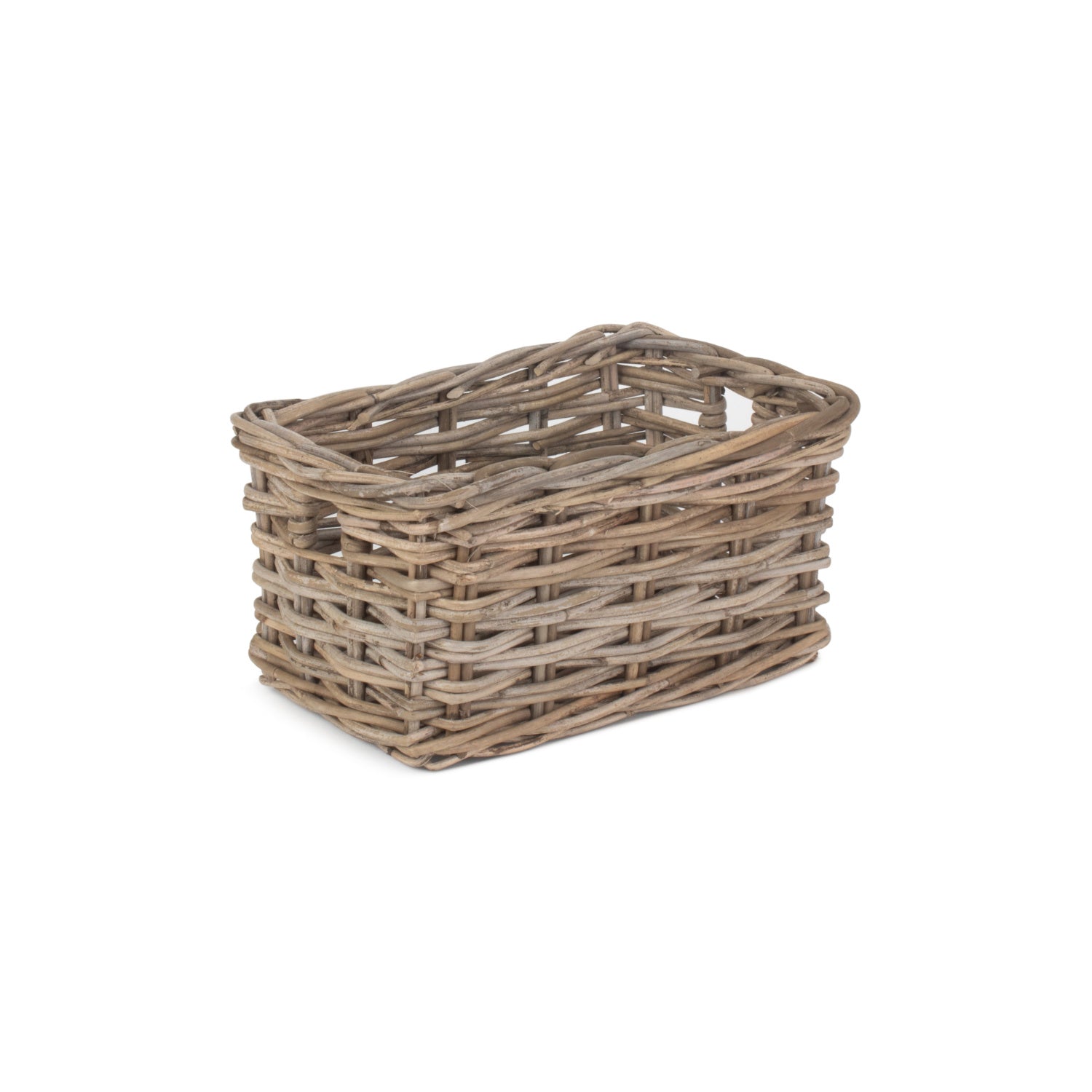 Small Rectangular Grey Rattan Storage Basket
