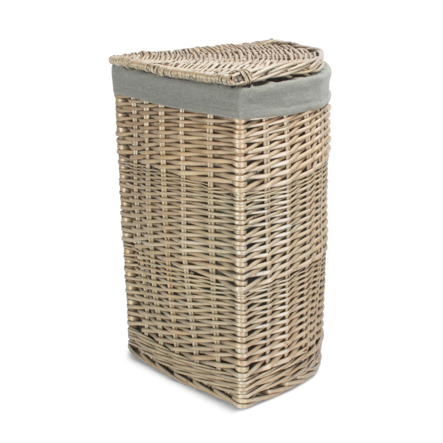Antique Wash Willow Small Corner Linen Basket with Grey Sage Lining