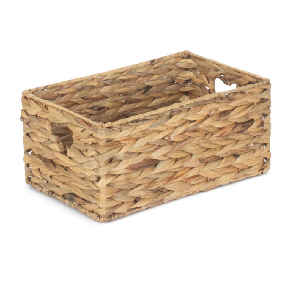 Small Water Hyacinth Storage Basket Size 1 with Heart Cut-Out Handles