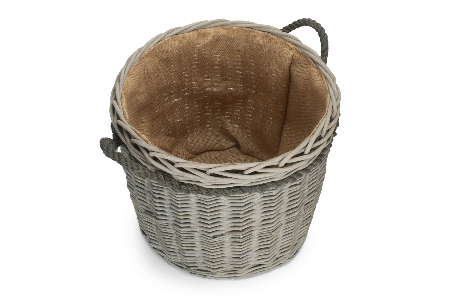 Grey Wash Willow Round Storage Basket Size 1 - Small