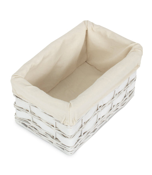 Small White Scandi Storage Basket with White Lining