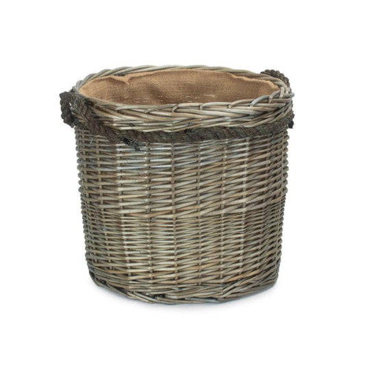 Antique Wash Willow Round Storage Basket Size 1 - Small