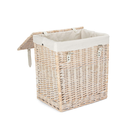 Boutique White Wash Willow Laundry Hamper with Lining - Small
