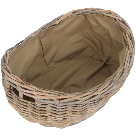 Small Boat Shaped Rattan Log Basket With Cordura Lining