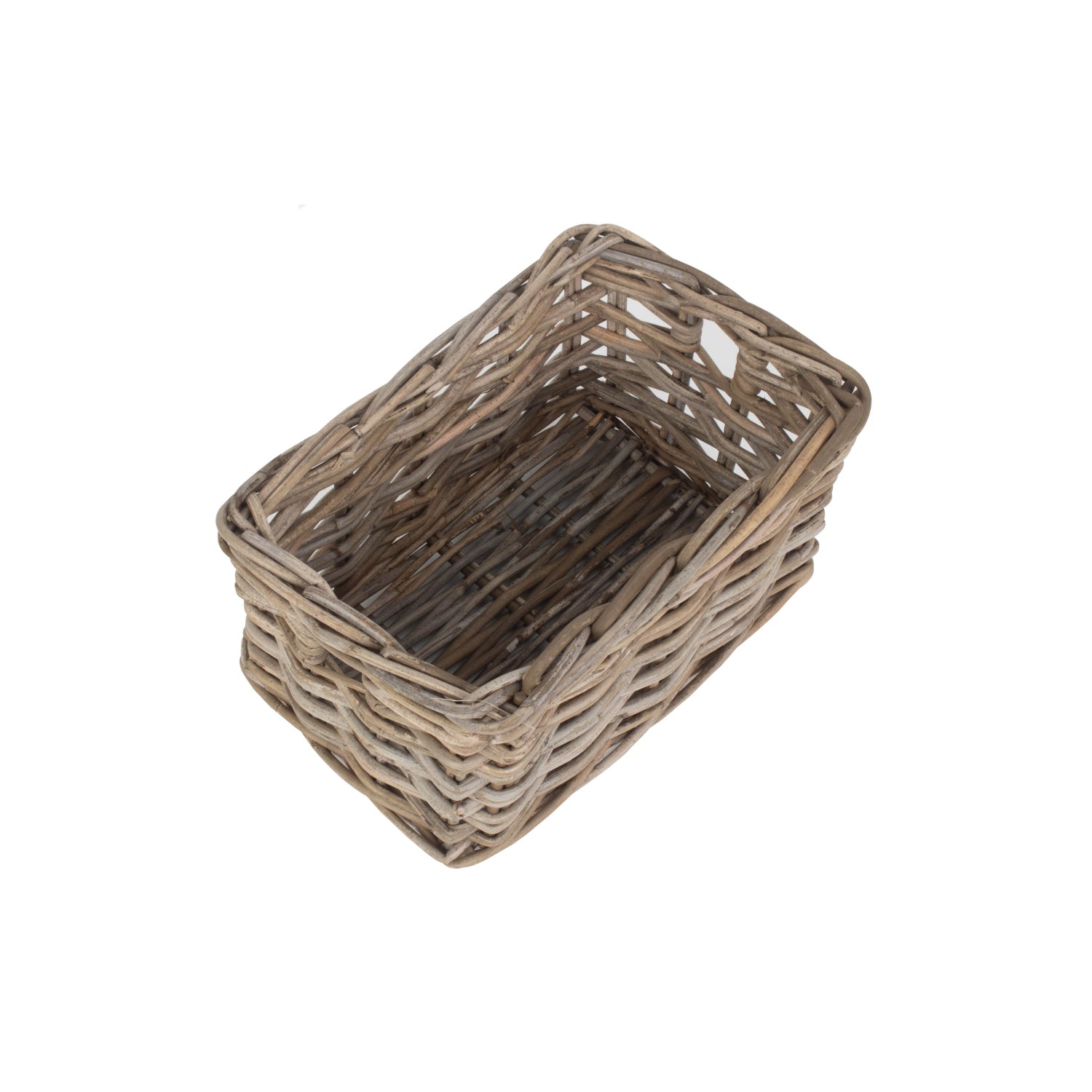 Small Rectangular Grey Rattan Storage Basket