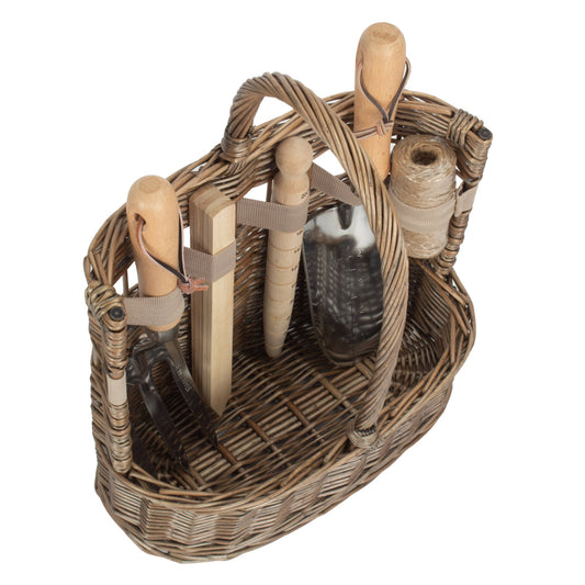 Small Antique Wash Deluxe Garden Tool Basket