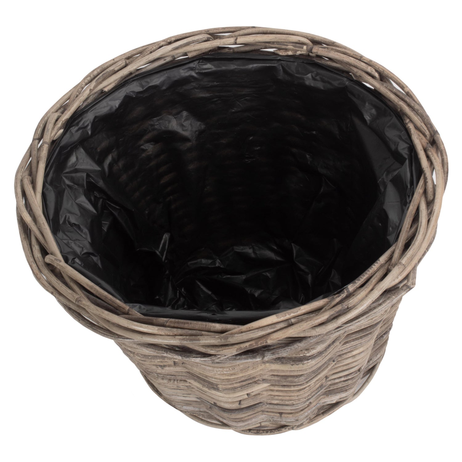 Small Tapered Rattan Round Planter With Plastic Lining