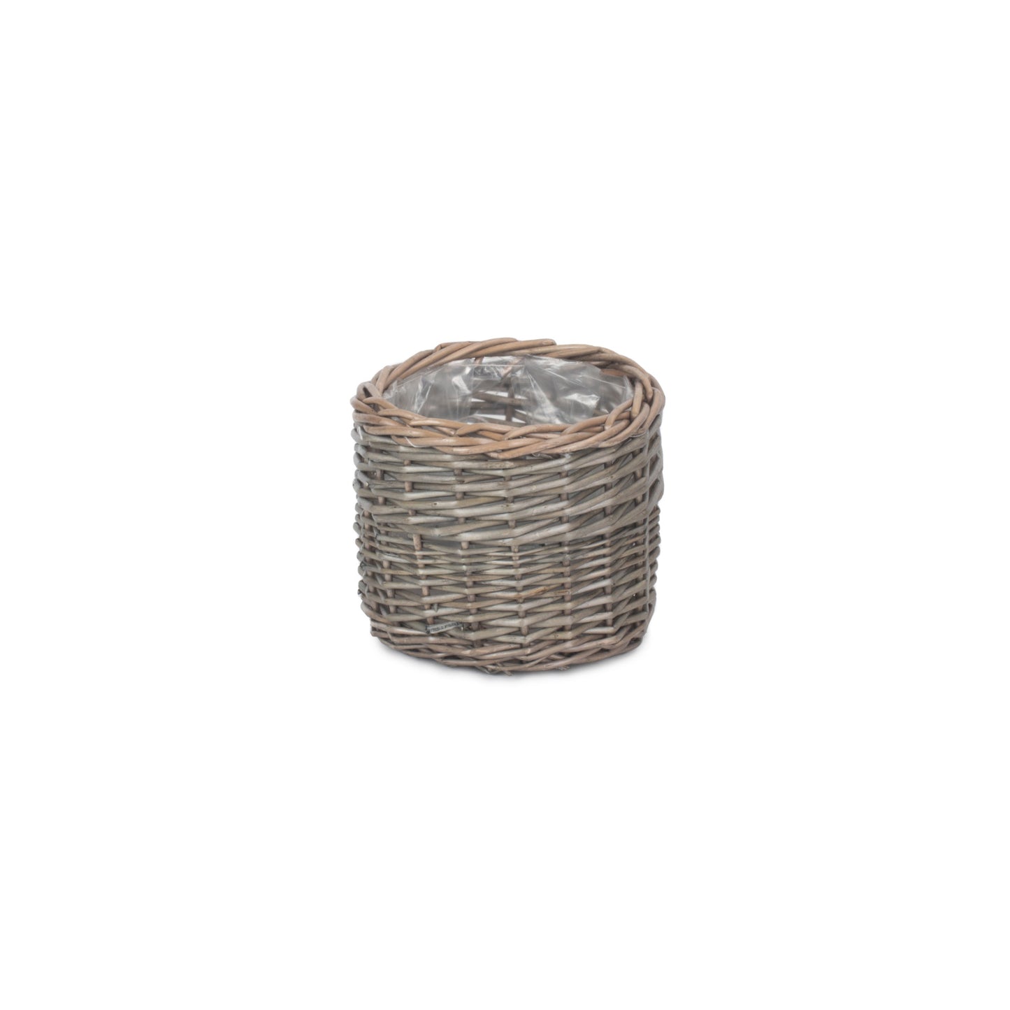 Small Round Antique Wash Lined Willow Planter