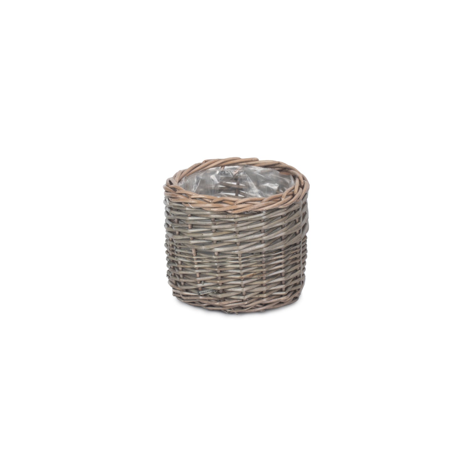 Small Round Antique Wash Lined Willow Planter