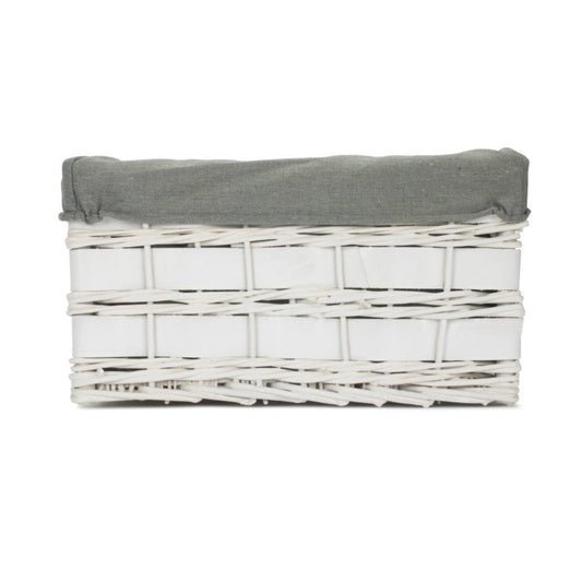 Small White Scandi Storage Basket with Grey Sage Lining