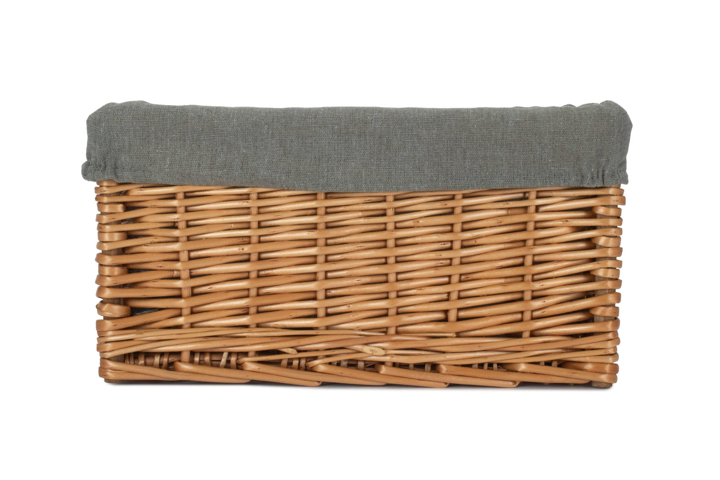 Small Double Steamed Willow Storage Basket with Grey Sage Lining