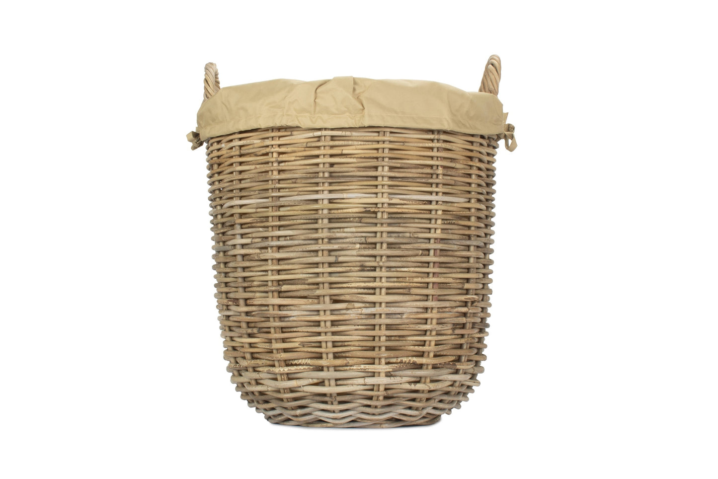 Tall Round Kubu Rattan Log Basket with Cordura Lining - Medium