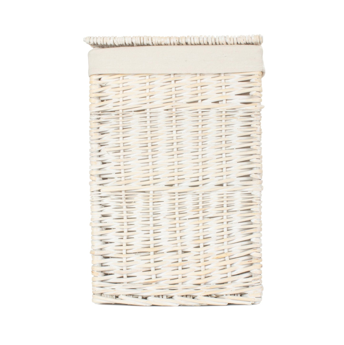 White Wash Willow Square Laundry Hamper with White Lining - Small