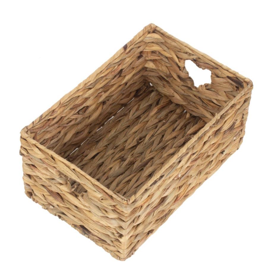 Small Water Hyacinth Storage Basket Size 1 with Heart Cut-Out Handles