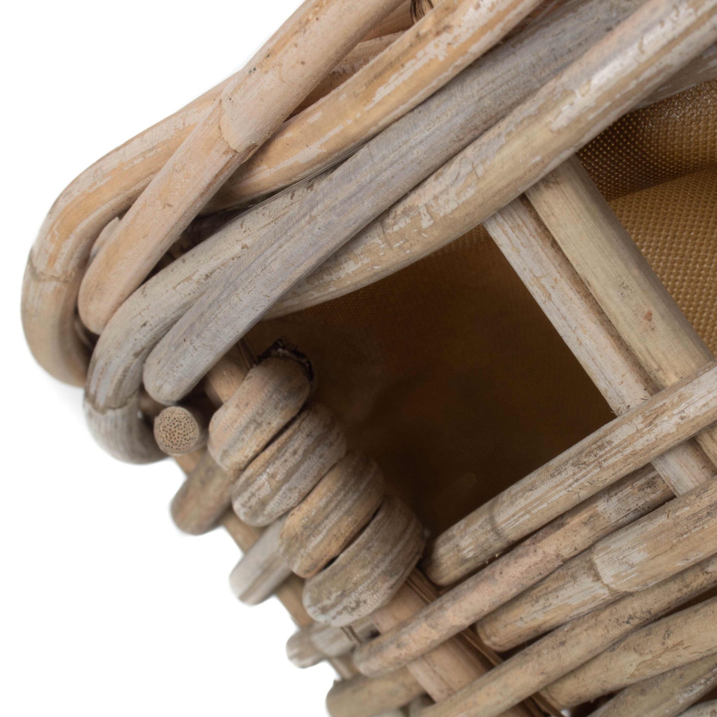 Small Boat Shaped Rattan Log Basket With Cordura Lining