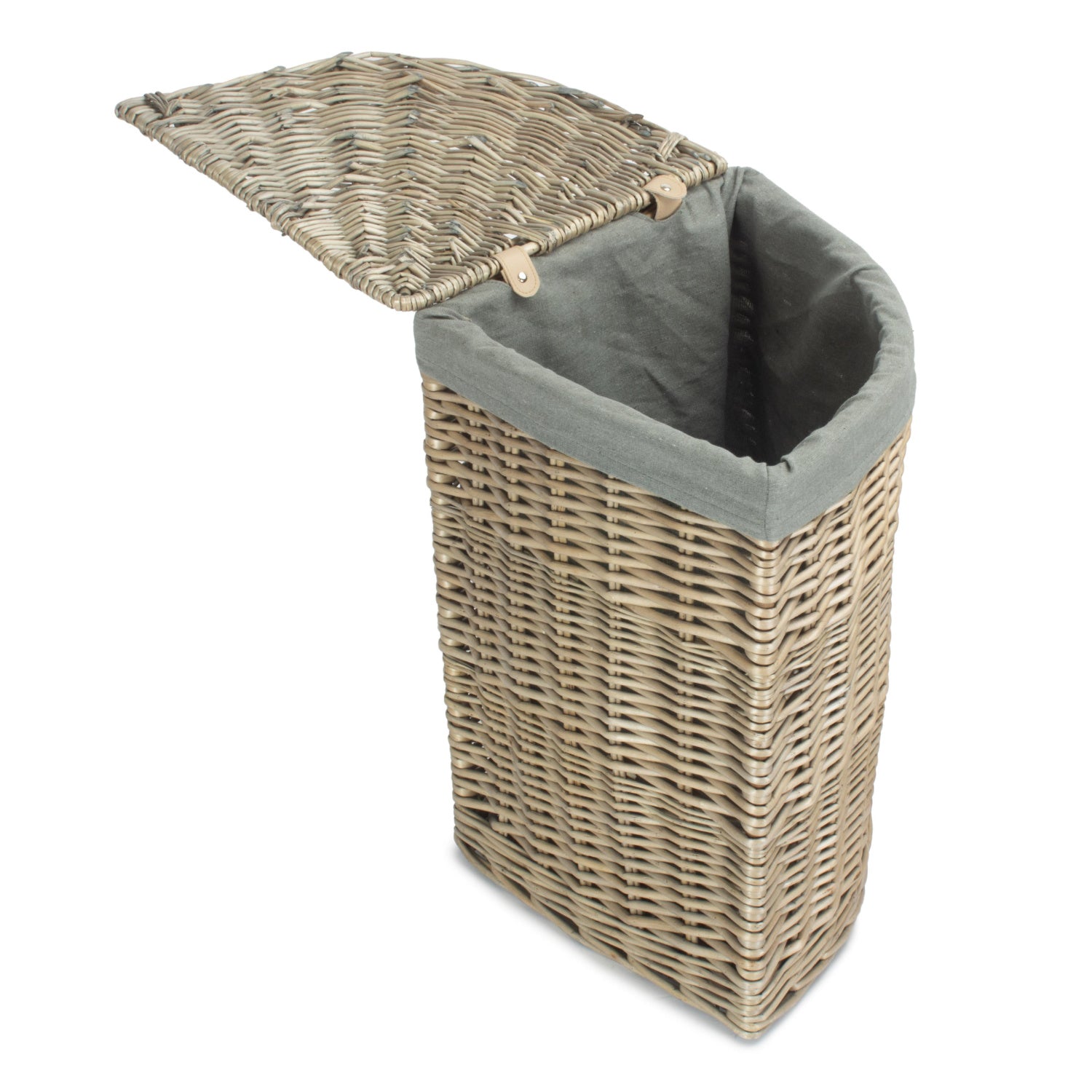 Antique Wash Willow Small Corner Linen Basket with Grey Sage Lining