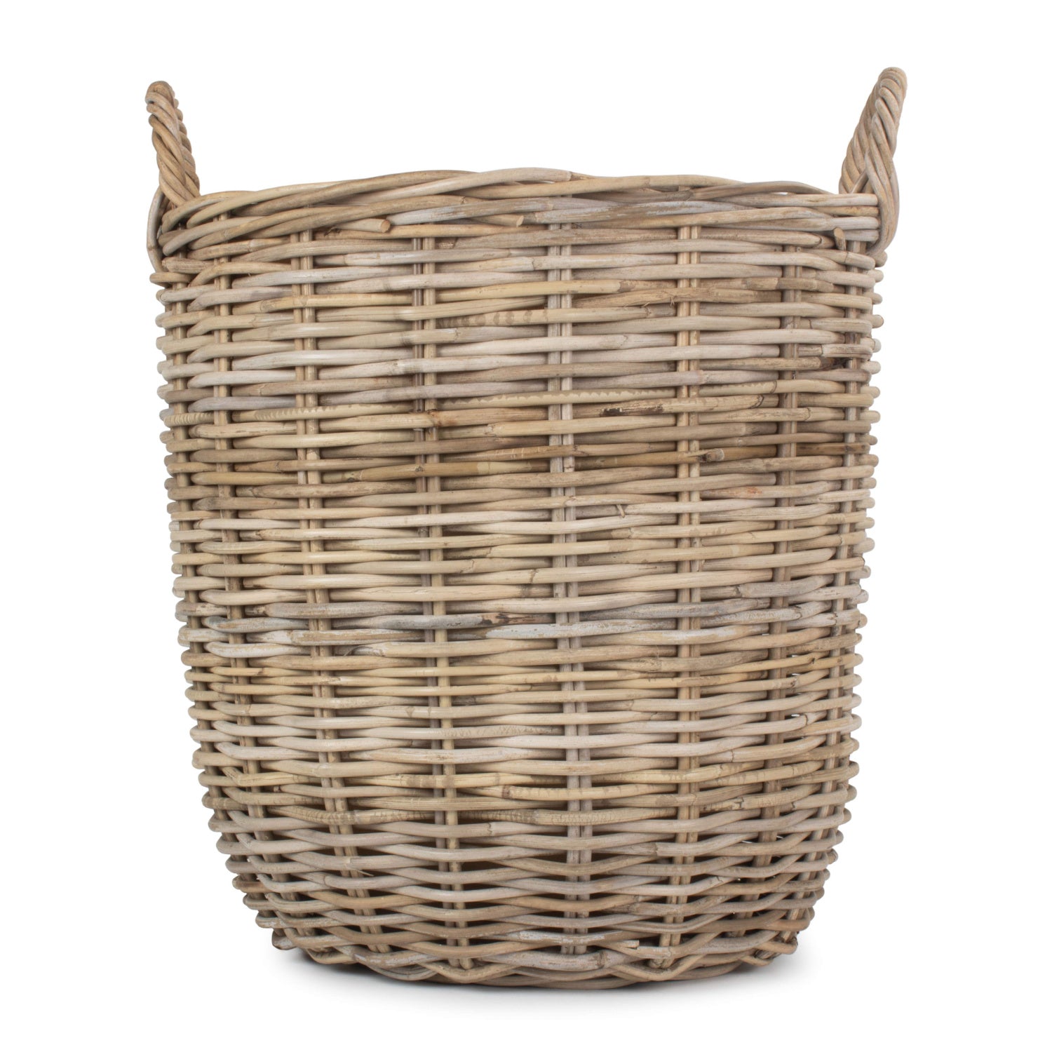 Medium Cordura Lined Tall Round Fireside Rattan Log Basket