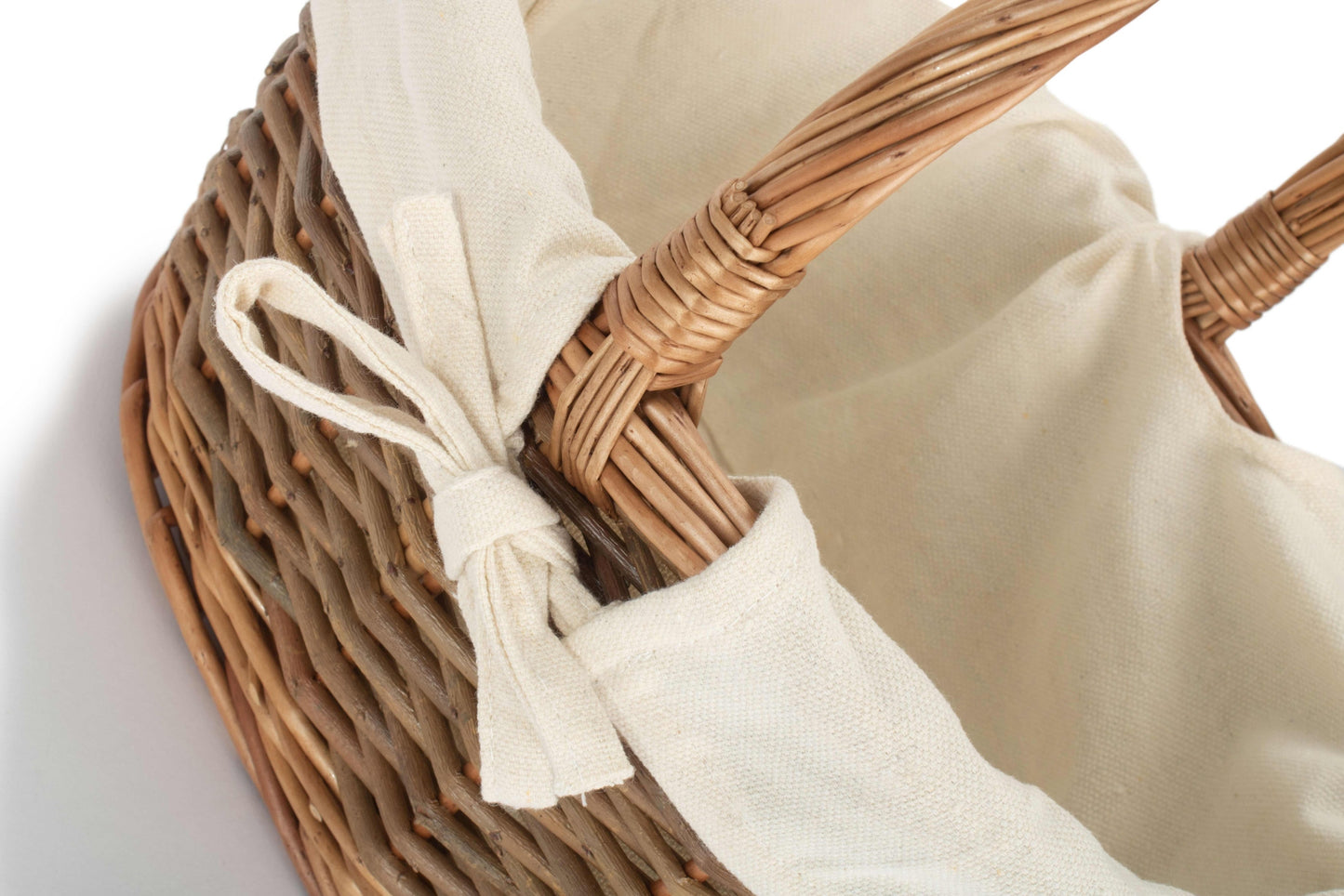 Oval Unpeeled Willow Shopper Basket with White Lining - Size 1 Small