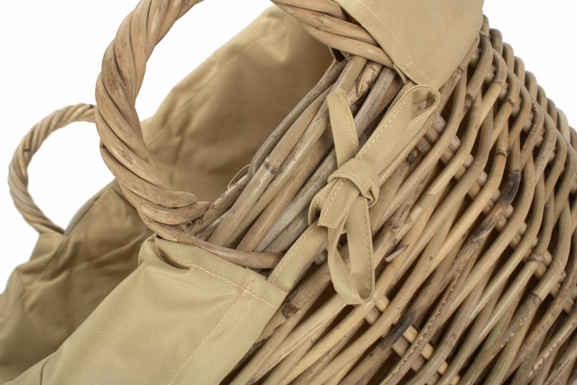 Tall Round Kubu Rattan Log Basket with Cordura Lining - Medium