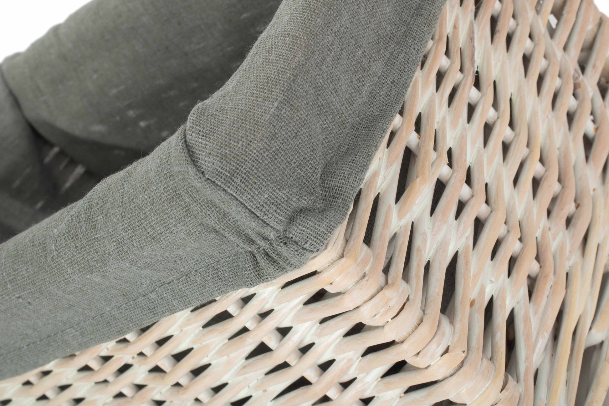 Small White Wash Willow Storage Basket with Grey Sage Lining