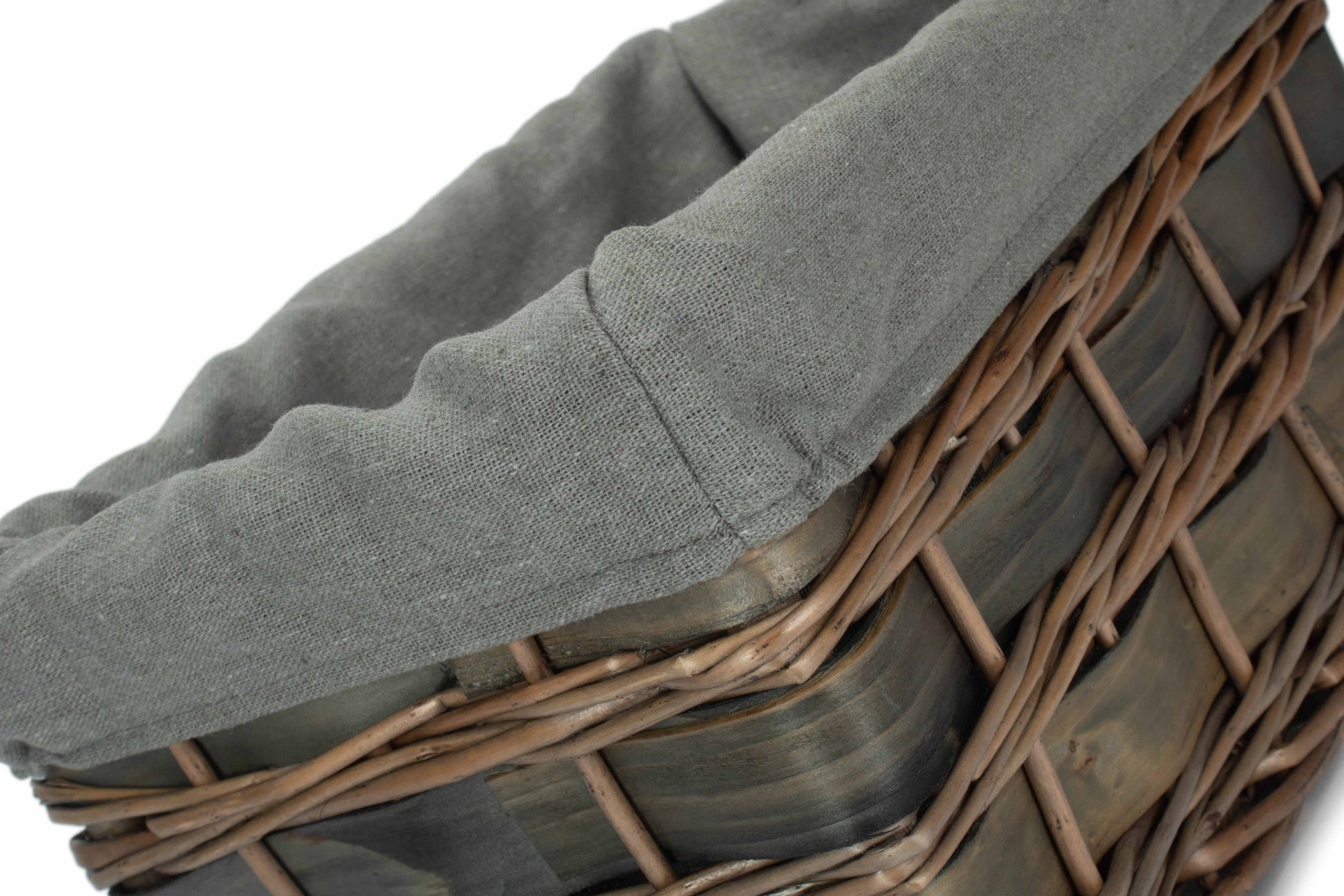 Small Grey Scandi Storage Basket with Grey Sage Lining