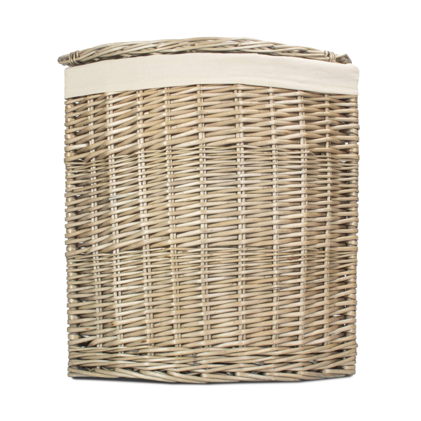 Antique Wash Willow Small Corner Linen Basket with White Lining