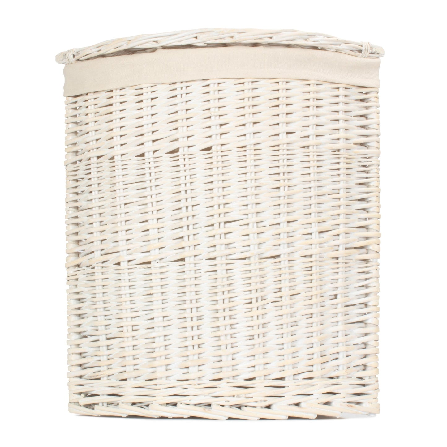 White Wash Willow Corner Laundry Hamper with White Lining - Small