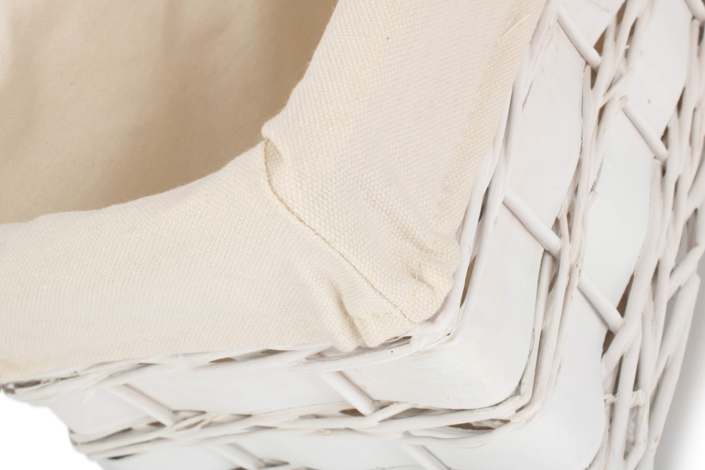 Small White Scandi Storage Basket with White Lining