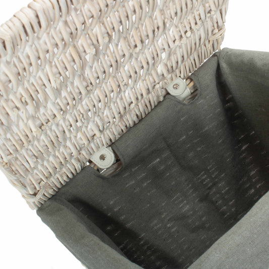 Square White Wash Laundry Hamper with Grey Sage Lining - Small