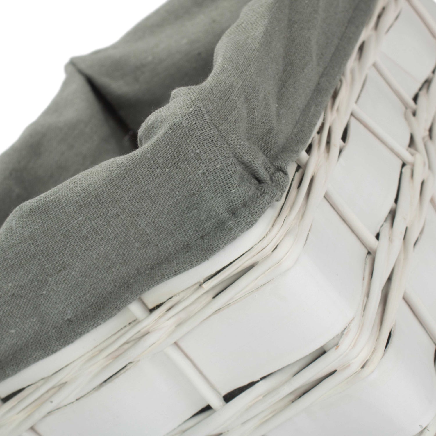 Small White Scandi Storage Basket with Grey Sage Lining