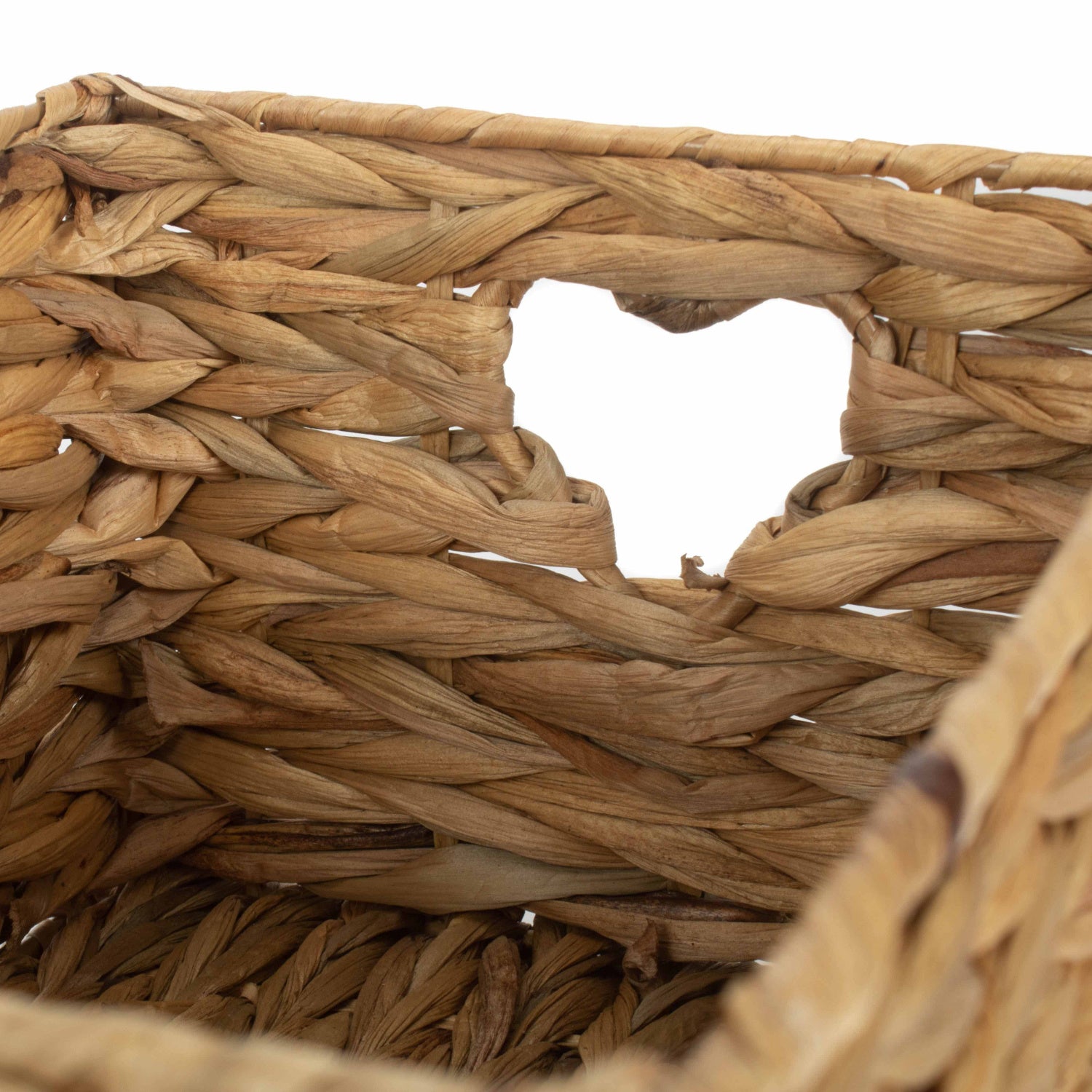 Small Water Hyacinth Storage Basket Size 1 with Heart Cut-Out Handles