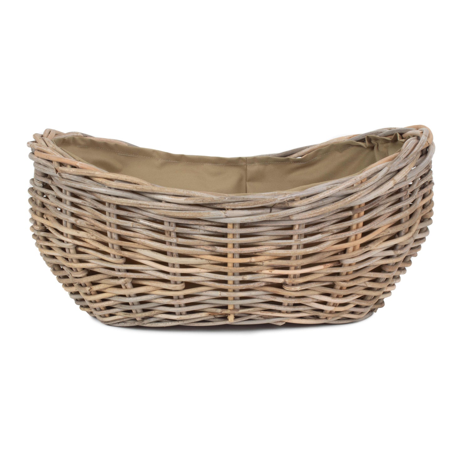 Small Boat Shaped Rattan Log Basket With Cordura Lining