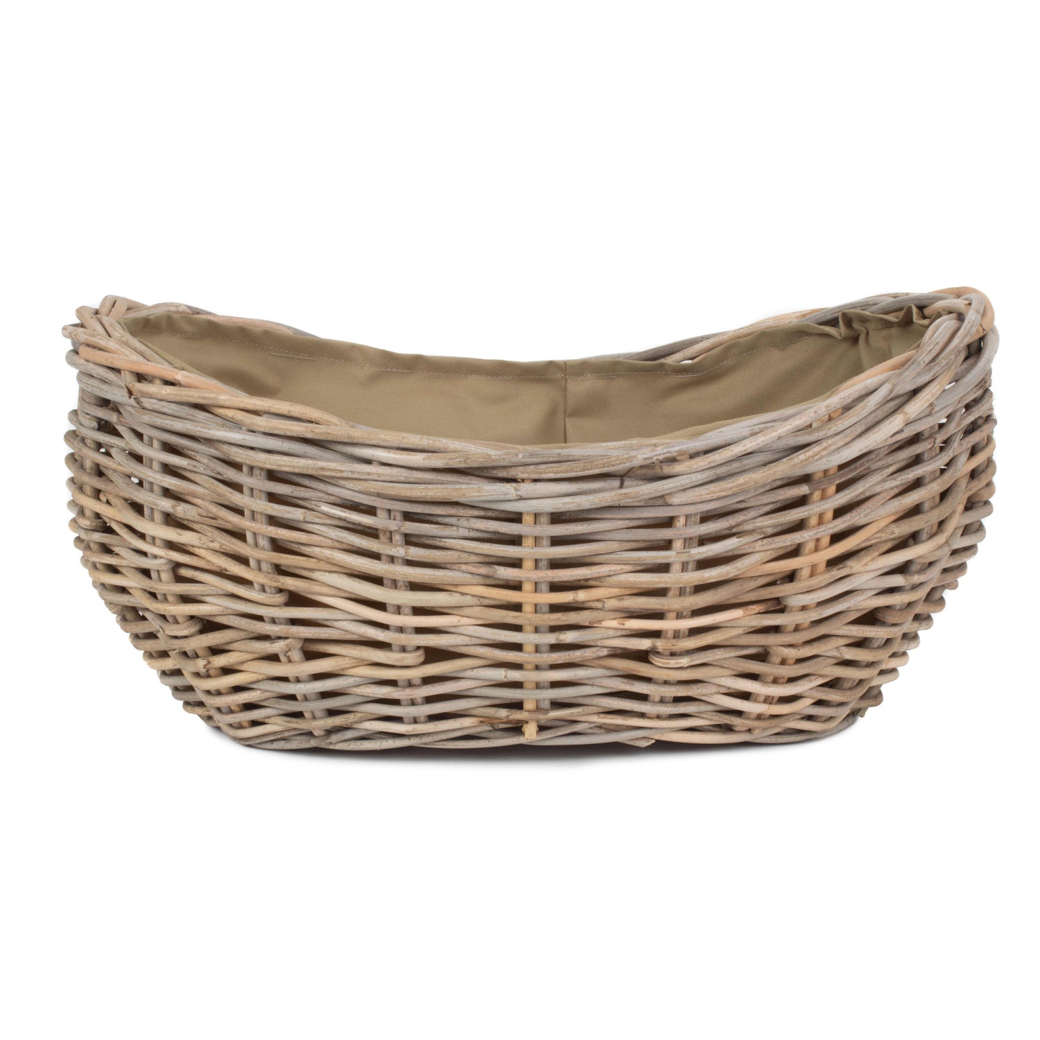 Small Boat Shaped Rattan Log Basket With Cordura Lining