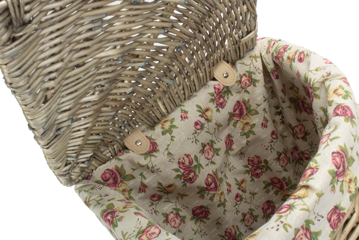 Antique Wash Willow Small Corner Linen Basket with Garden Rose Lining