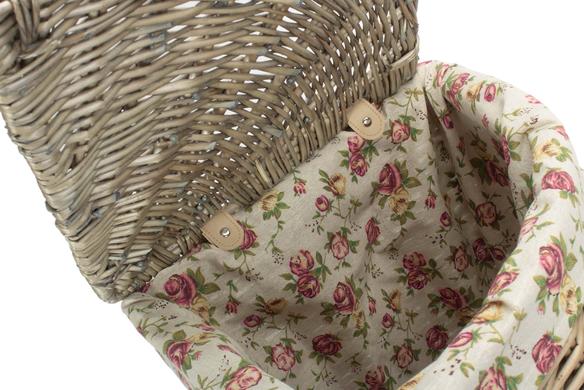 Antique Wash Willow Small Corner Linen Basket with Garden Rose Lining