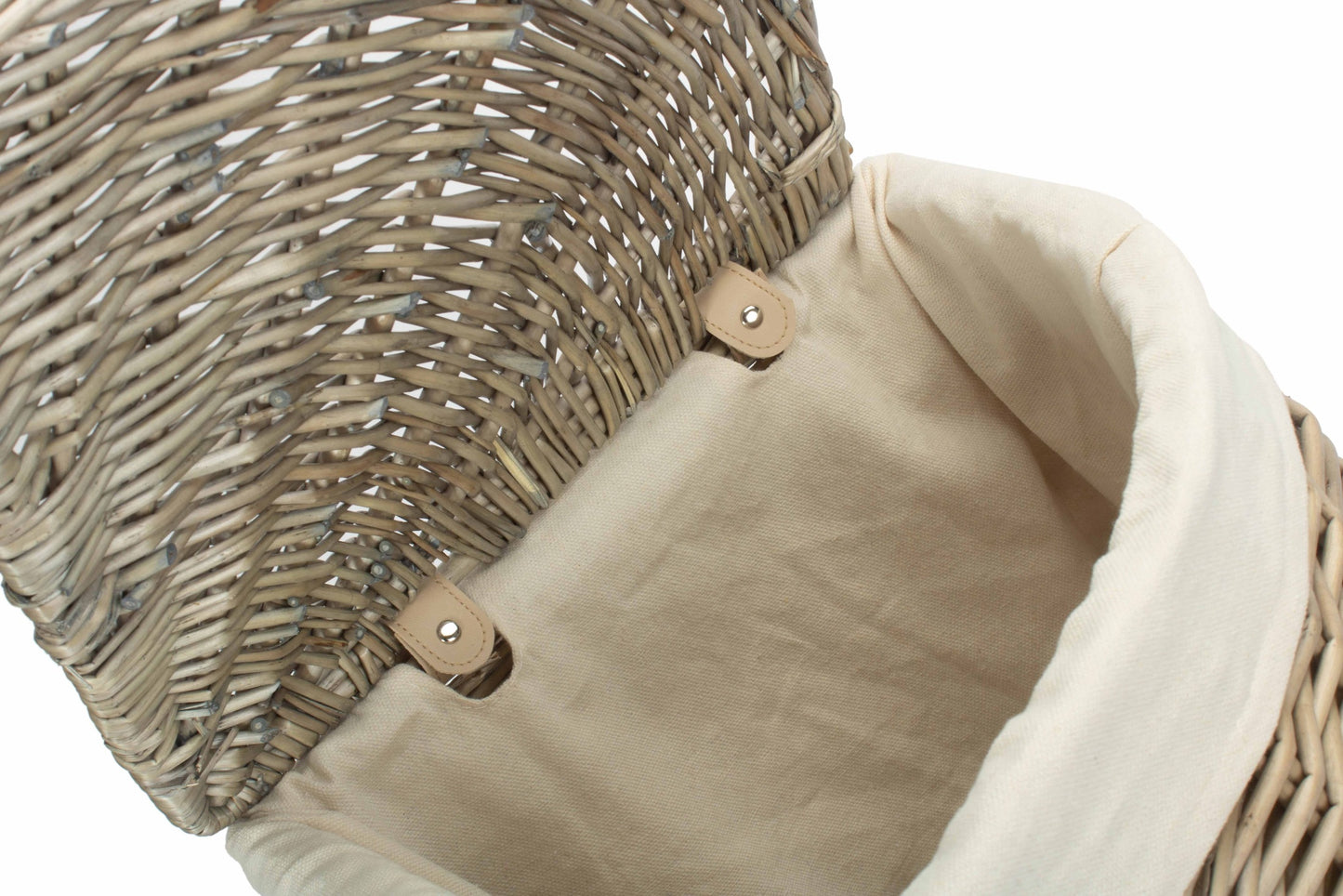 Antique Wash Willow Small Corner Linen Basket with White Lining