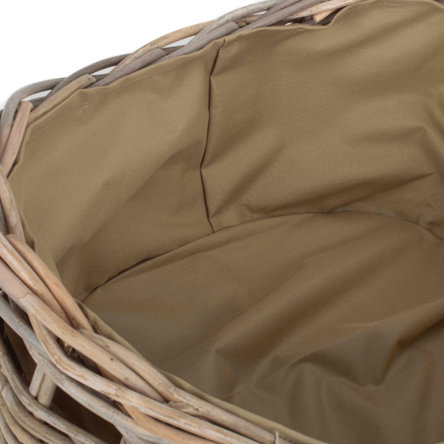 Small Boat Shaped Rattan Log Basket With Cordura Lining
