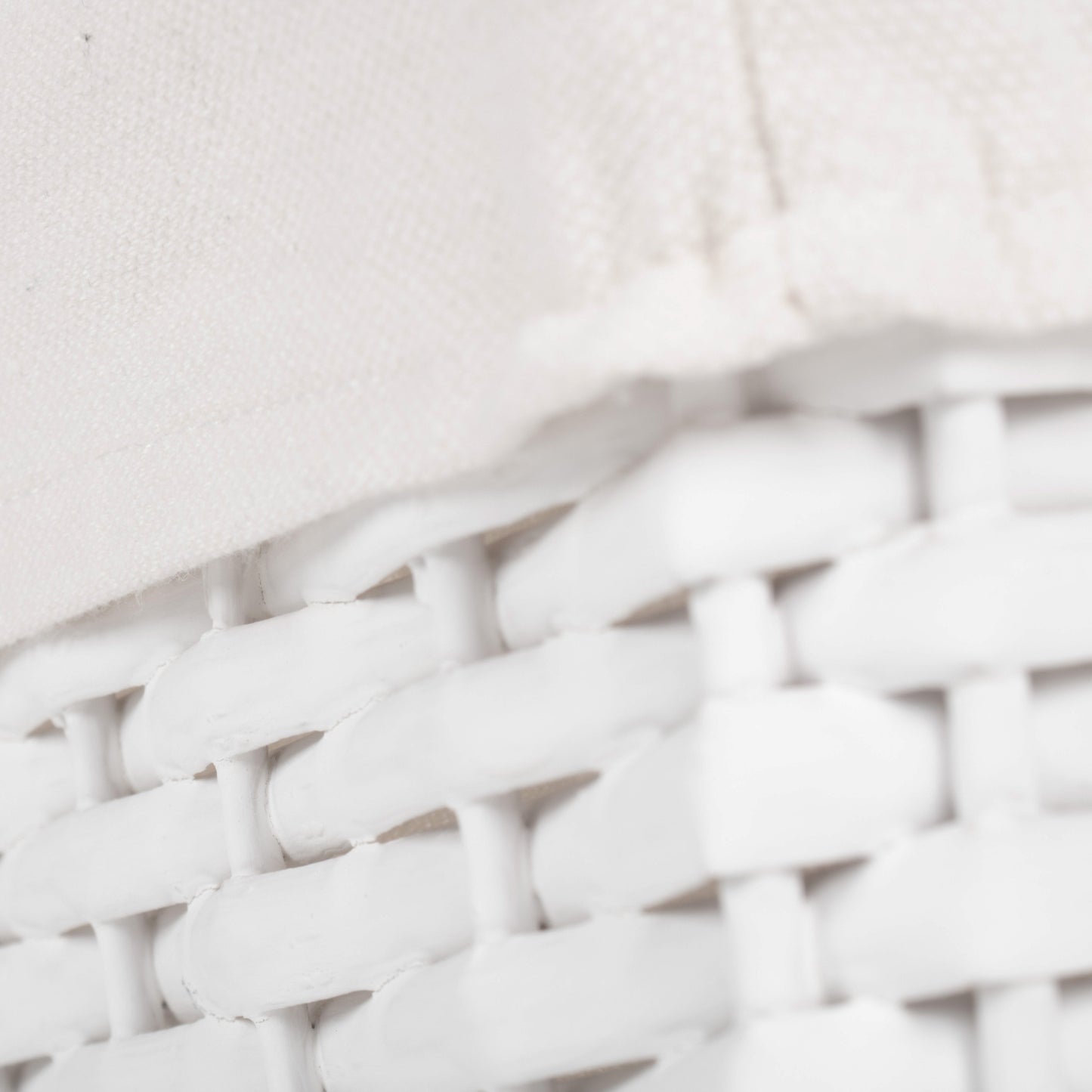 Small White Wicker Storage Basket with White Lining