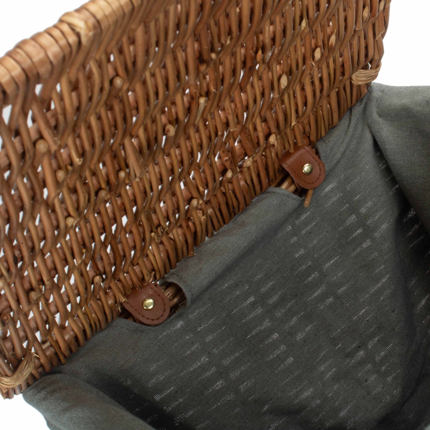 Light Steamed Willow Square Laundry Basket with Grey Sage Lining - Small