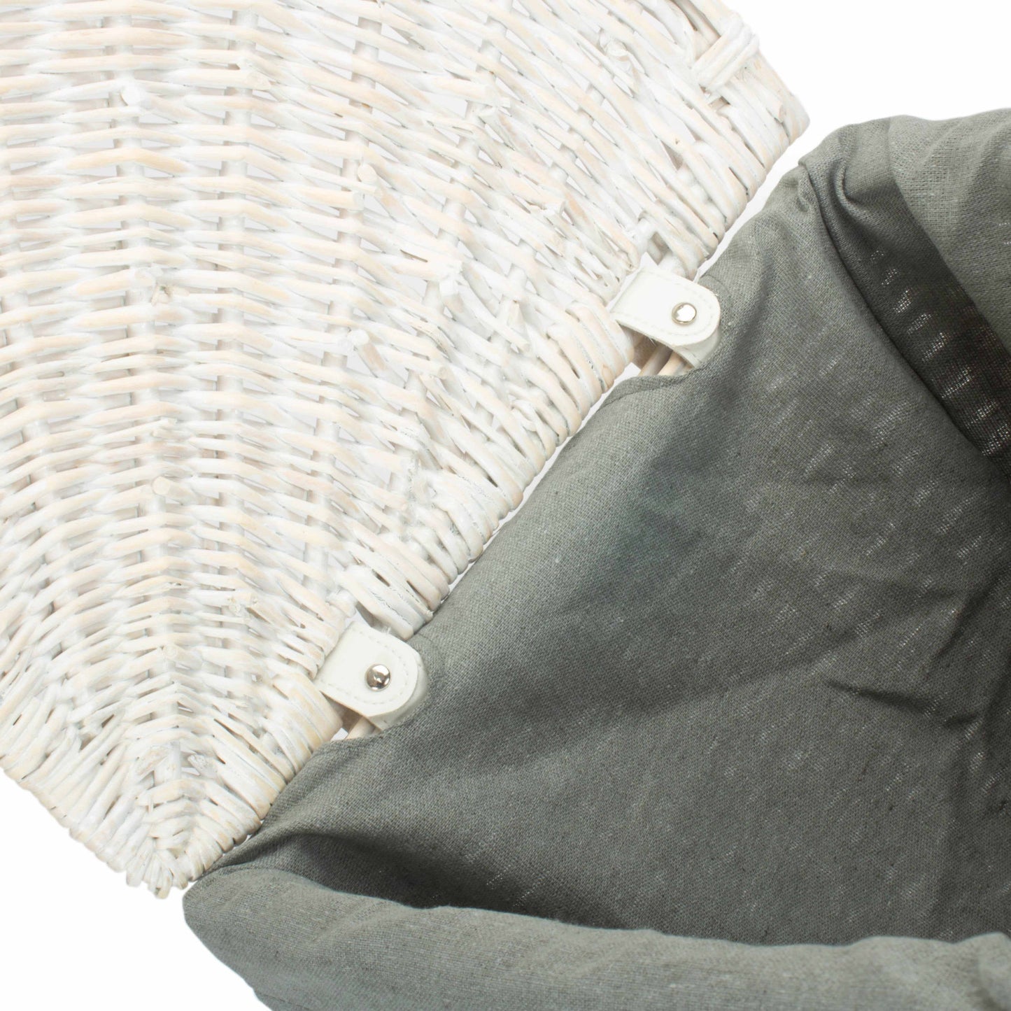 White Wash Willow Corner Laundry Hamper with Grey Sage Lining - Small