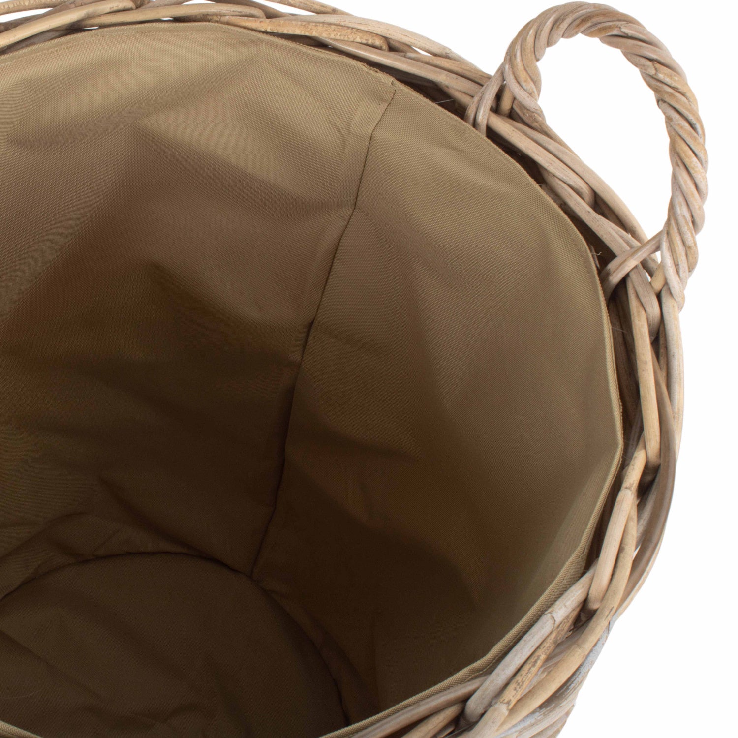 Medium Cordura Lined Tall Round Fireside Rattan Log Basket