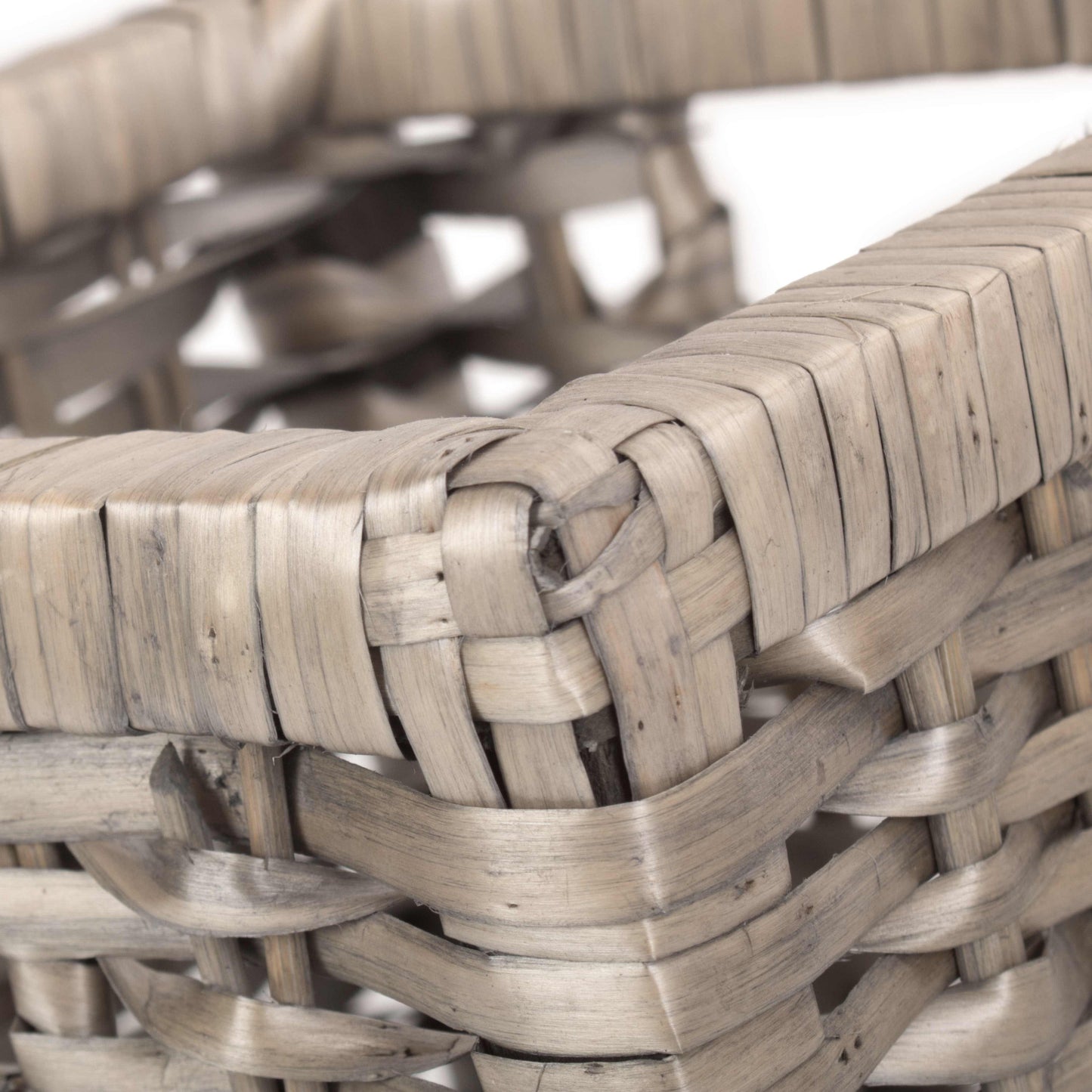 Small Wooden Framed Split Willow Storage Basket