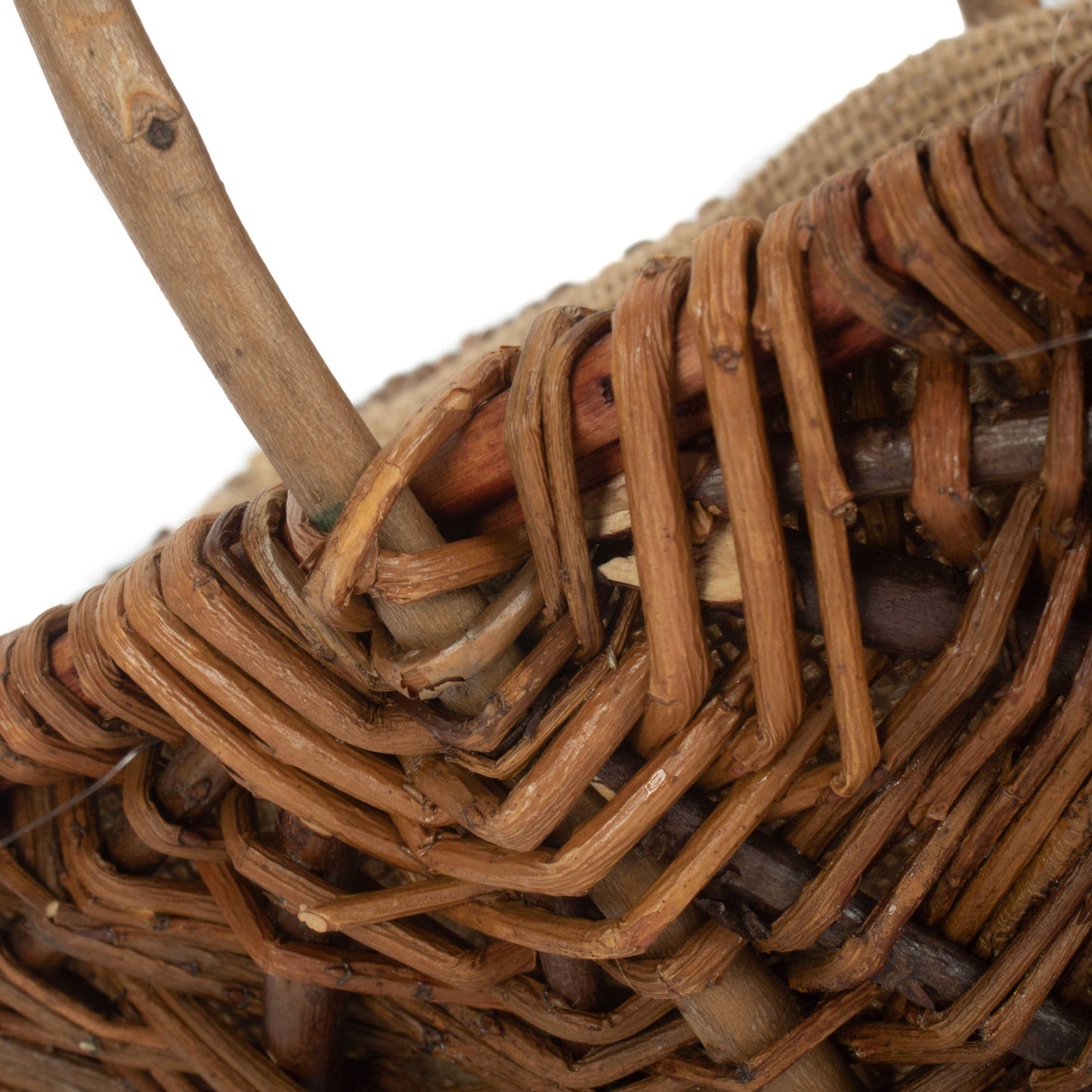 Small Rectangular Unpeeled Willow Garden Trug With Hessian Lining