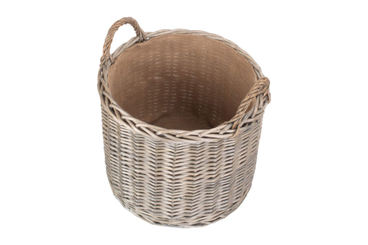 Large Round Straight-Sided Wicker Log Storage Basket