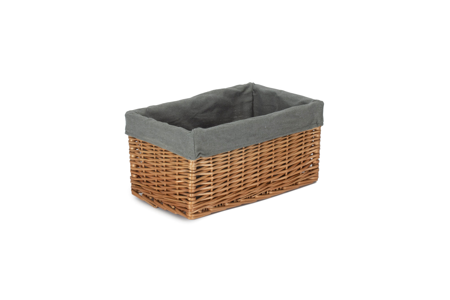 Medium Double Steamed Willow Storage Basket with Grey Sage Lining